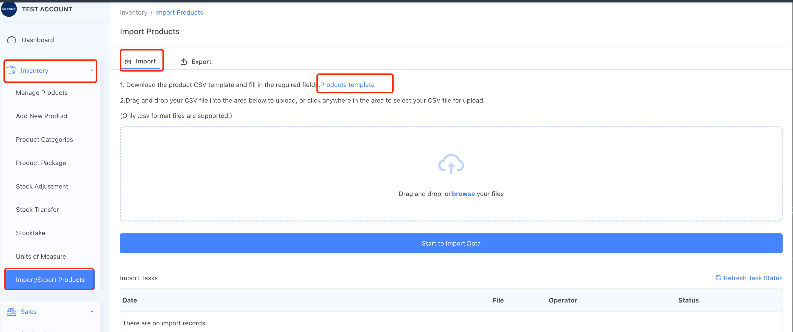import products by bulk