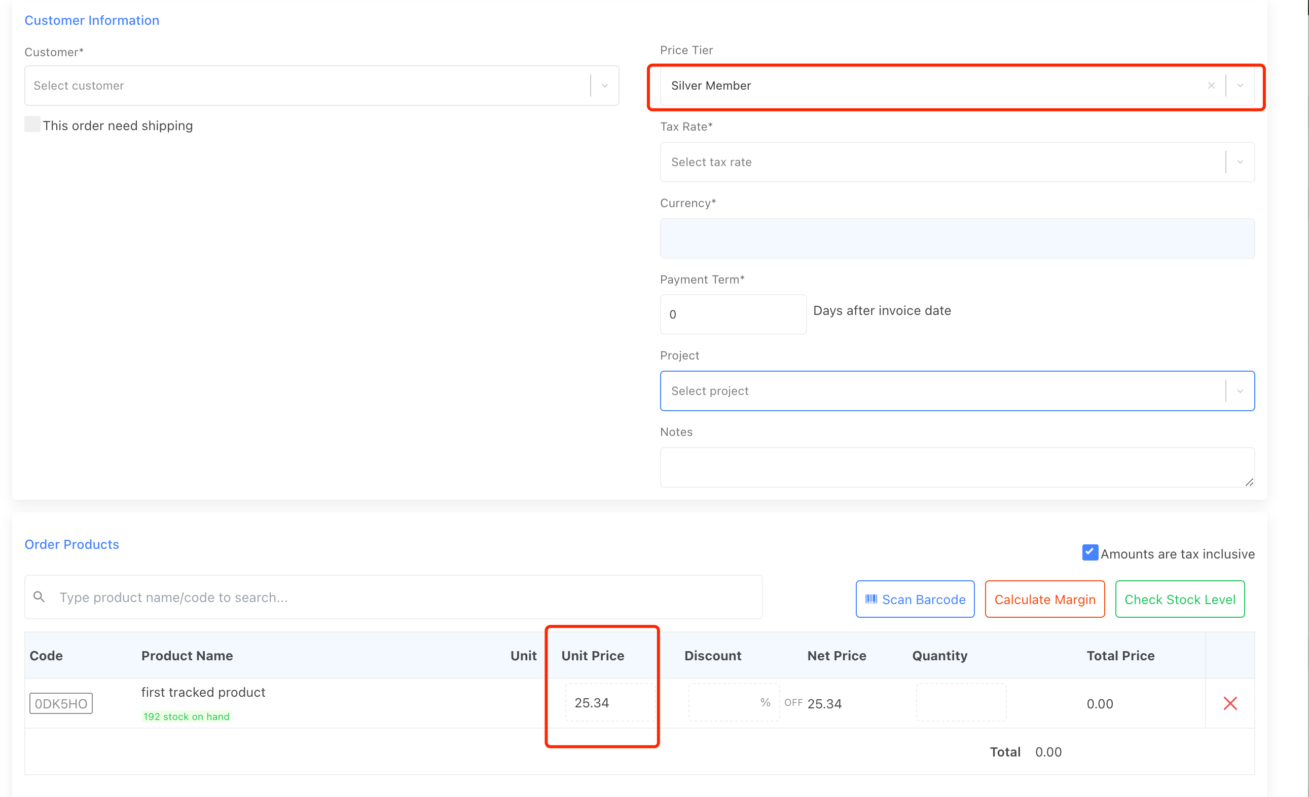 stockunify - set up custom price for a product