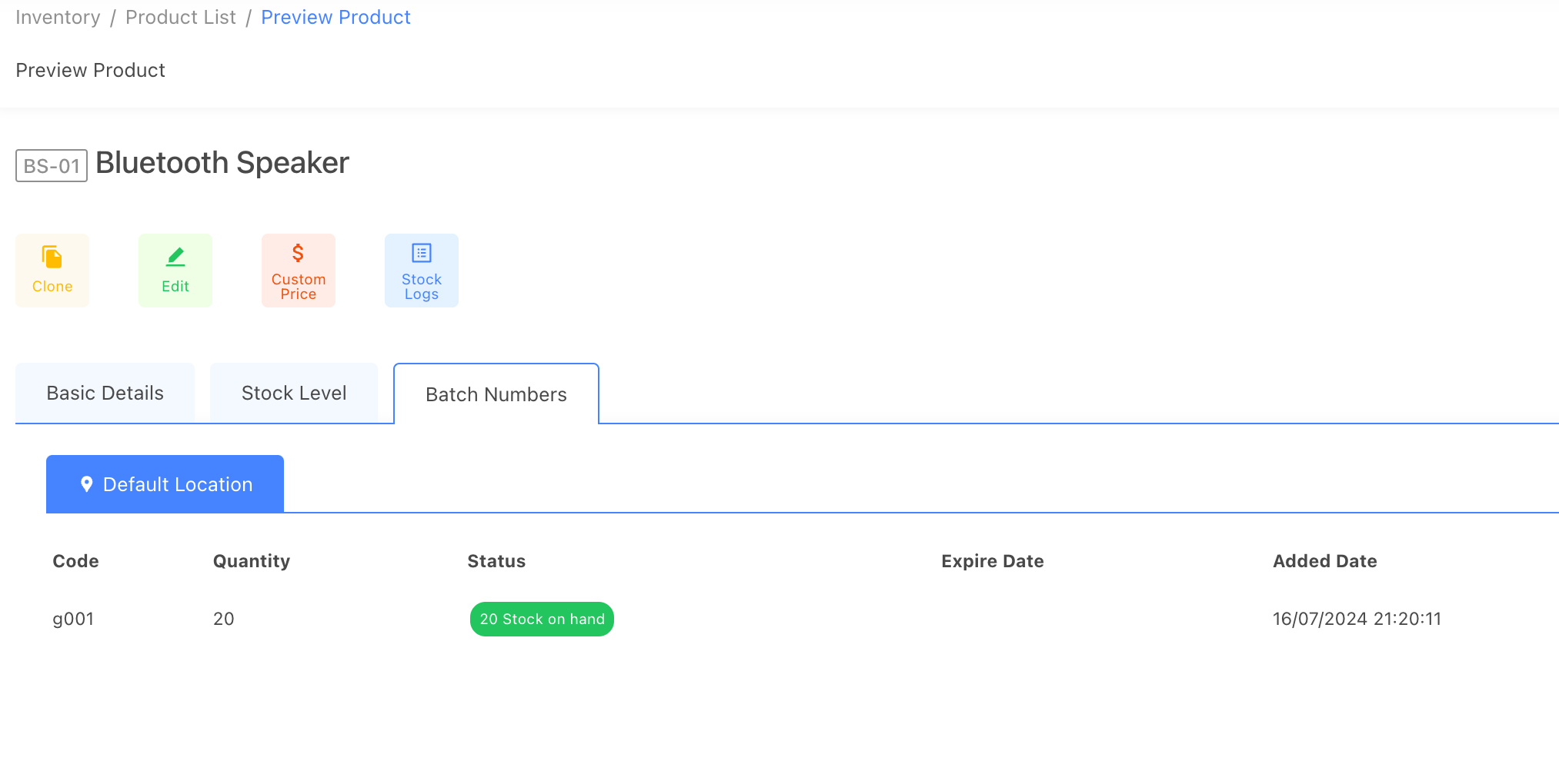 import serial/batch numbers