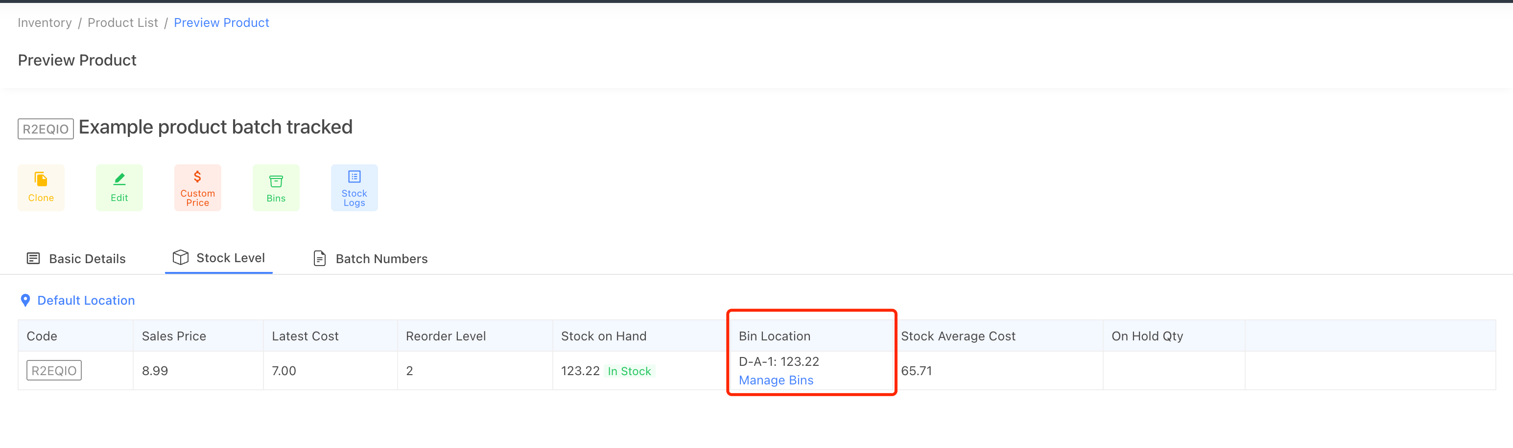 manage bin locations