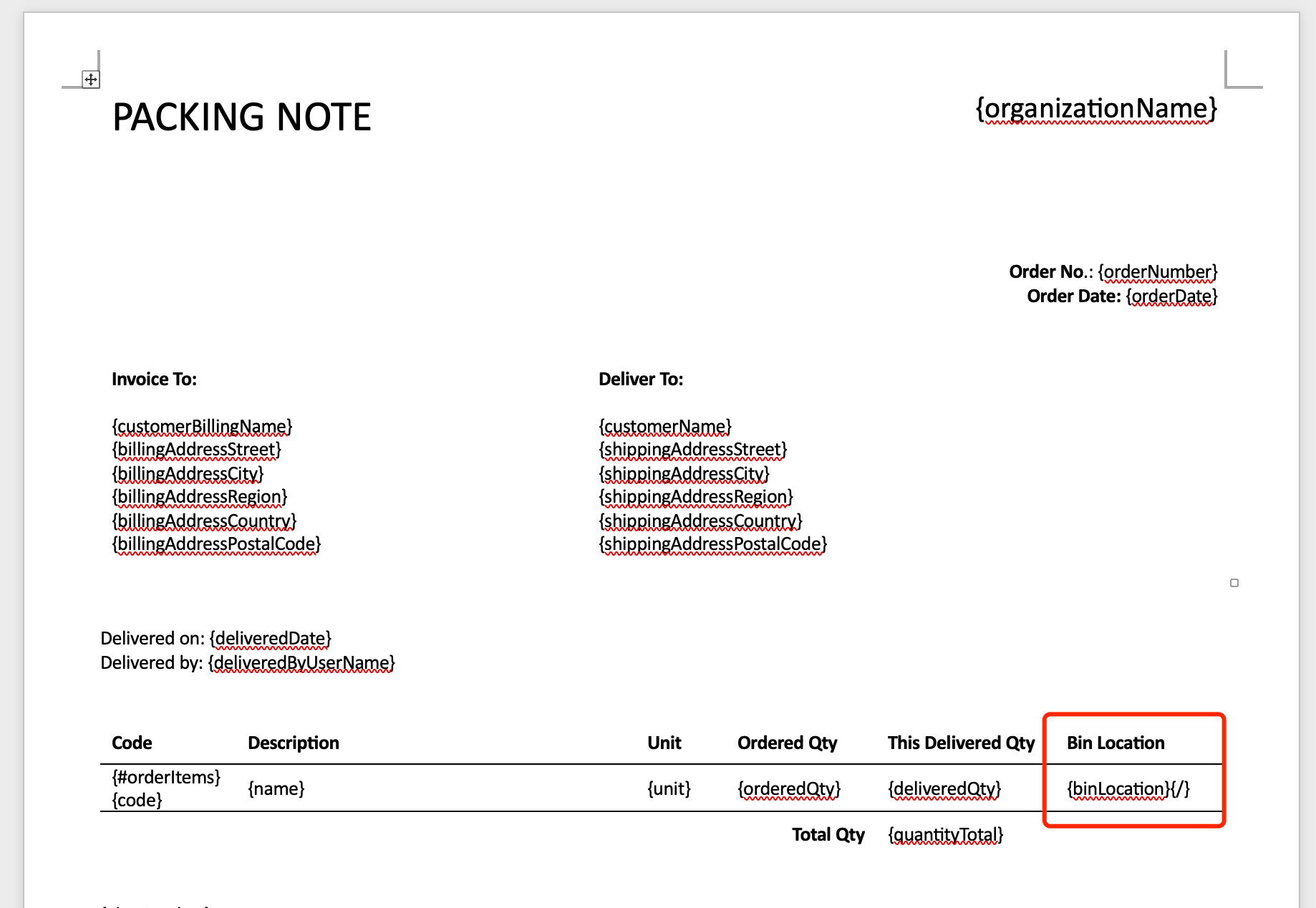 manage bin locations