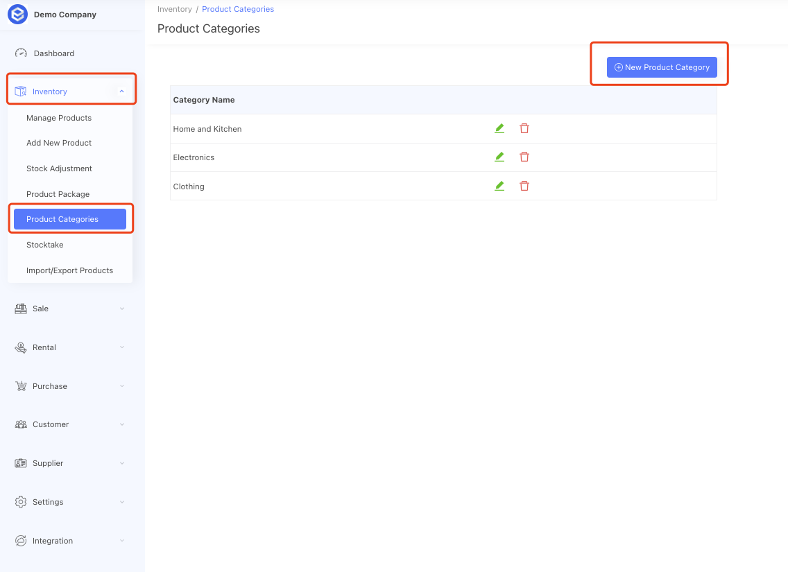 manage product categories