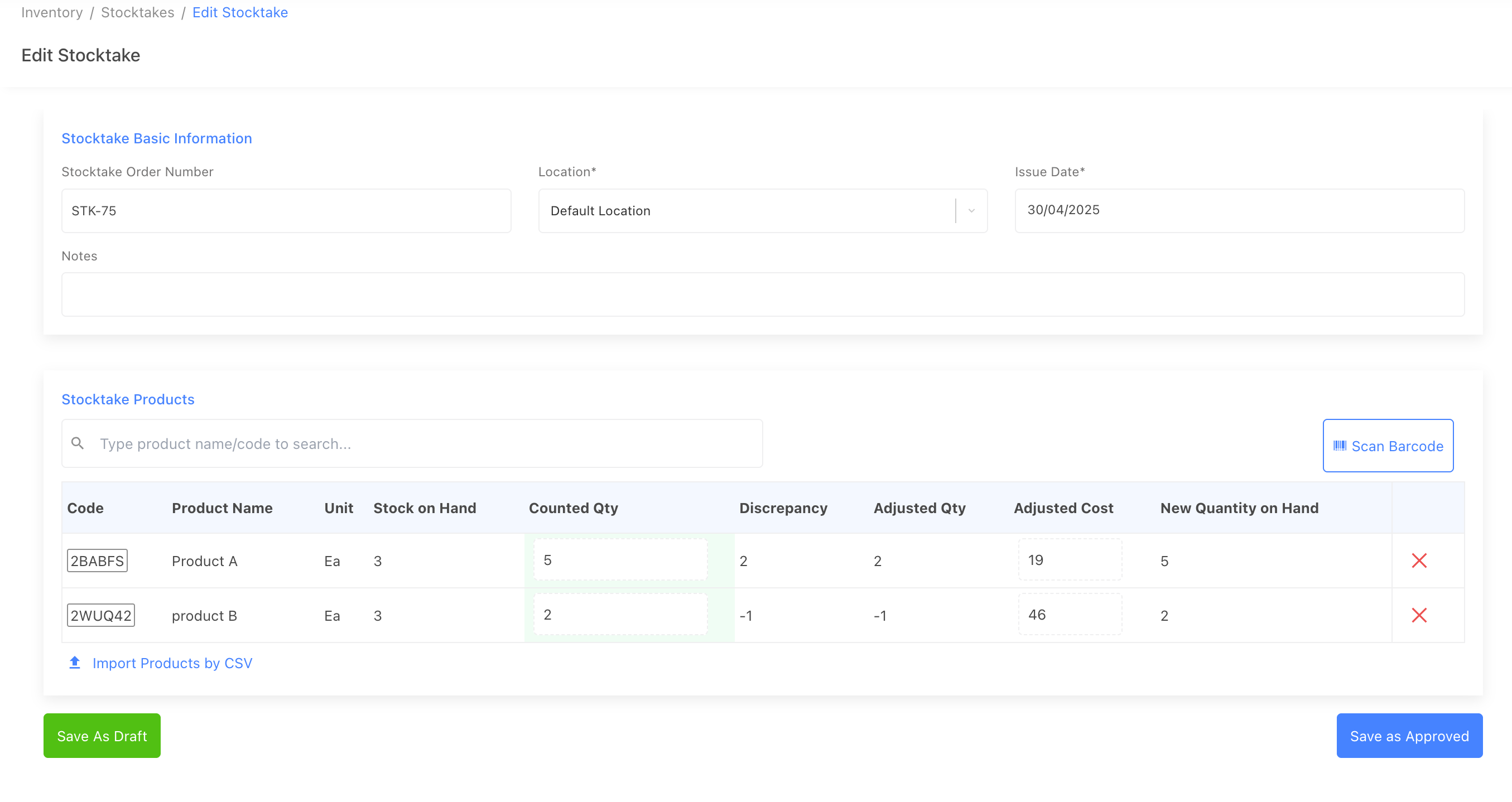 stockunify stocktake
