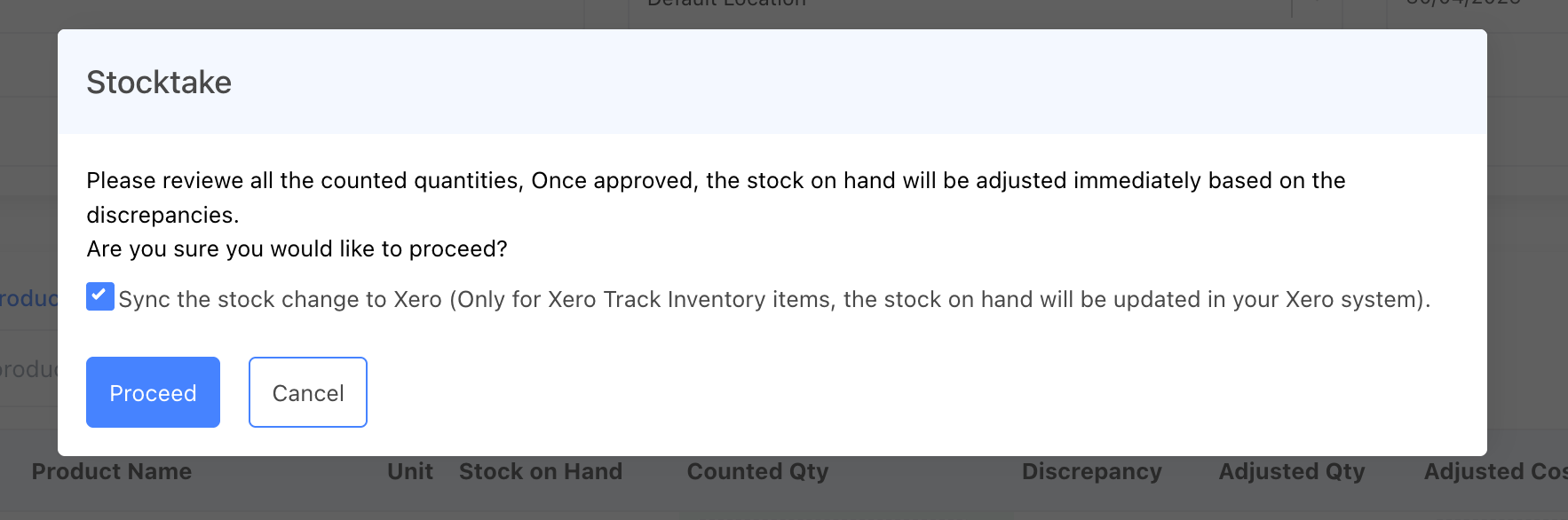 stockunify stocktake