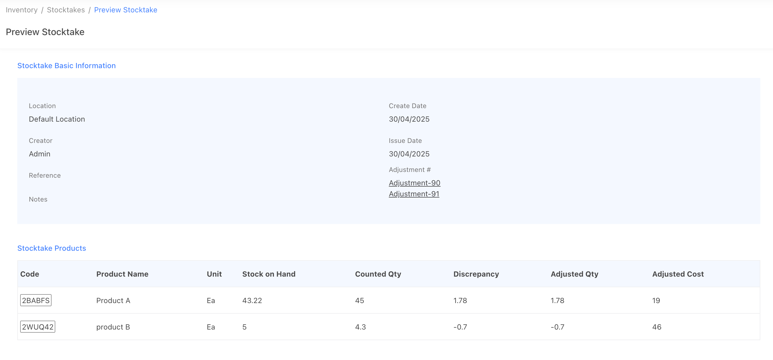 stockunify stocktake