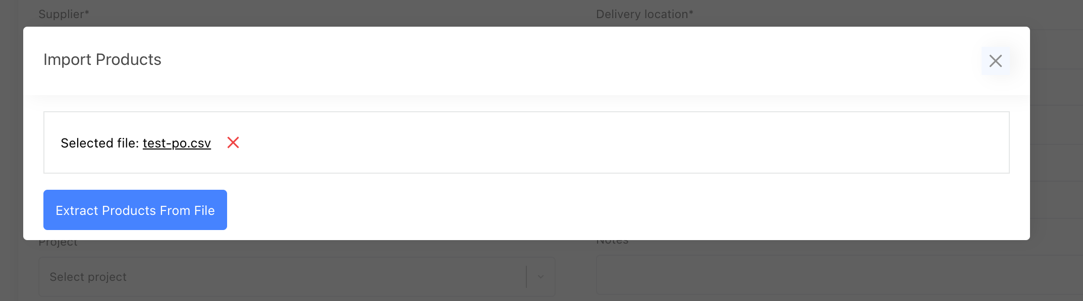 import purchase order products