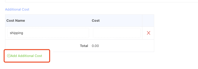 add extra cost to order