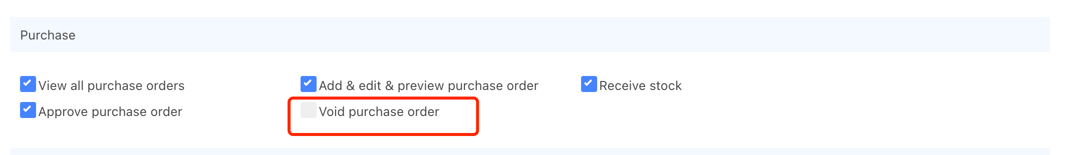 void purchase order
