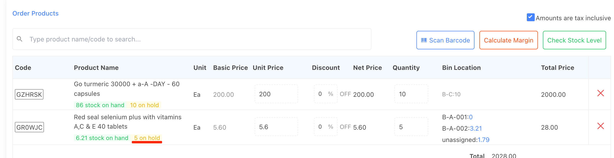 Hold stock for a sales order