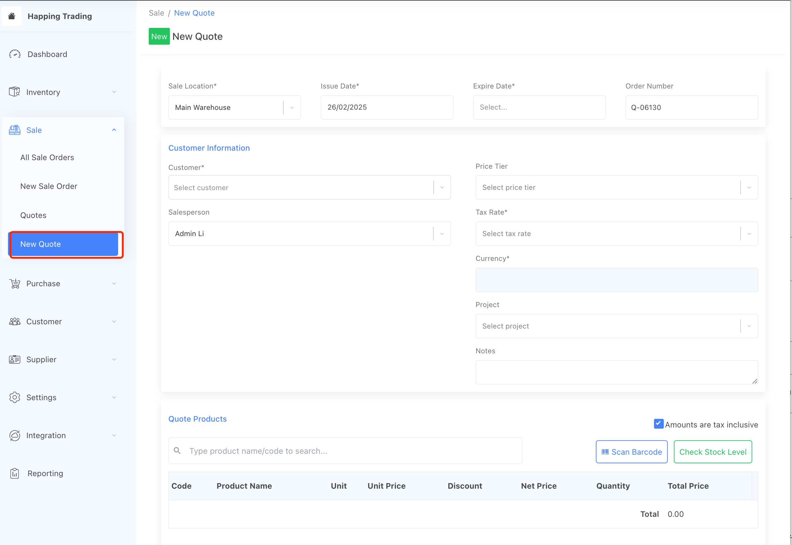 manage quote