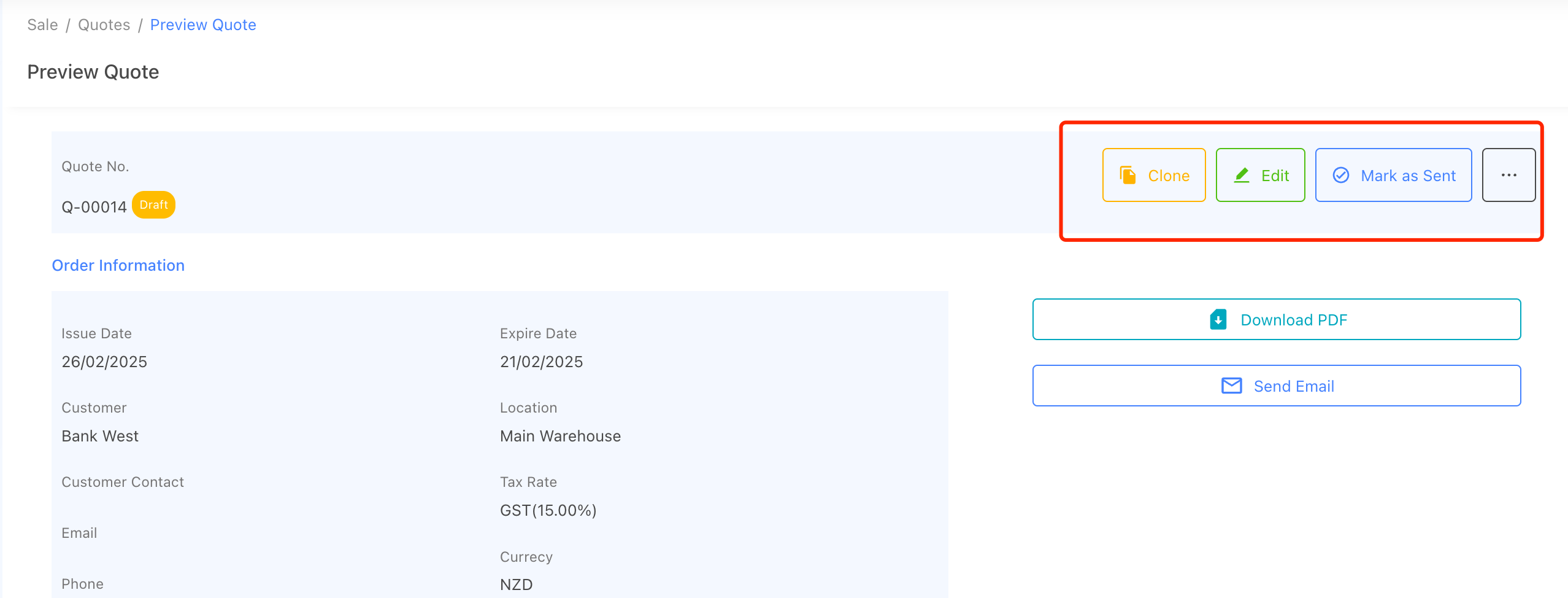 manage quote