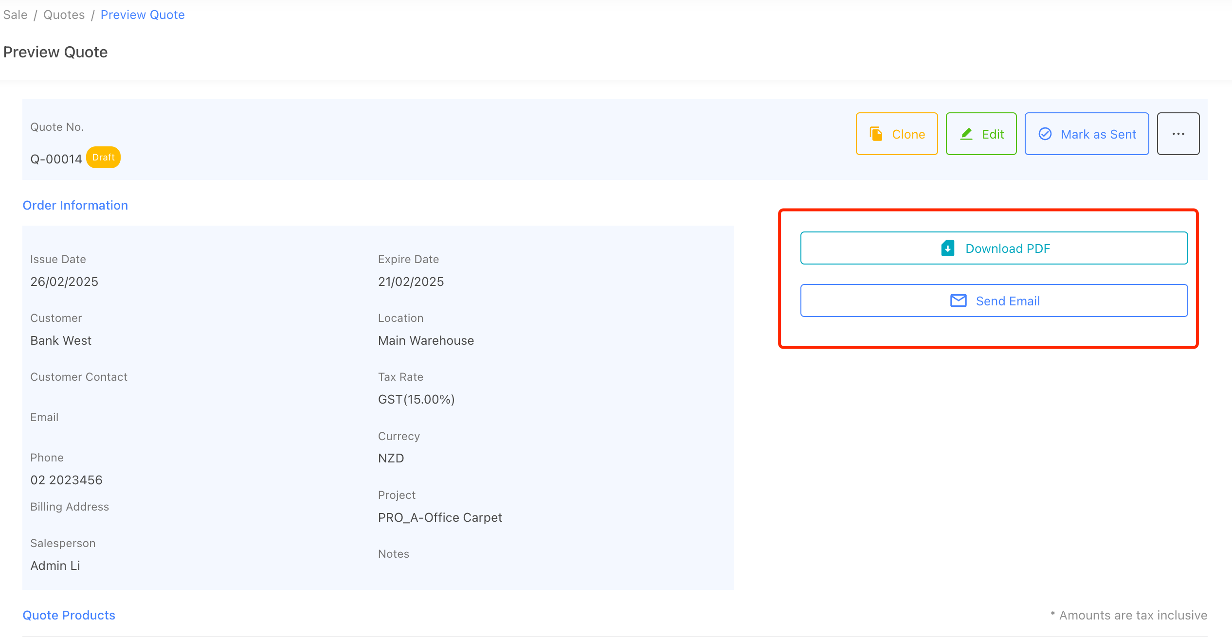 manage quote