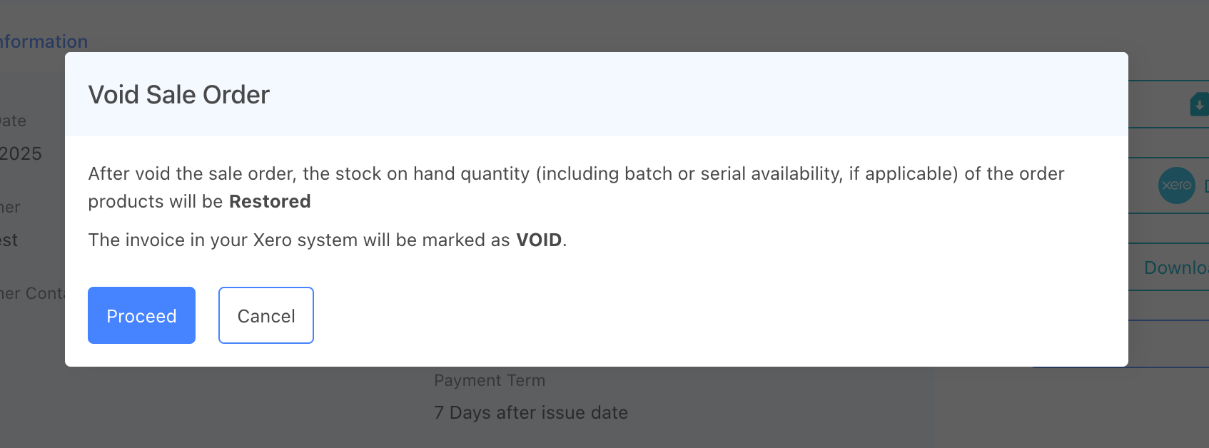 void sale order