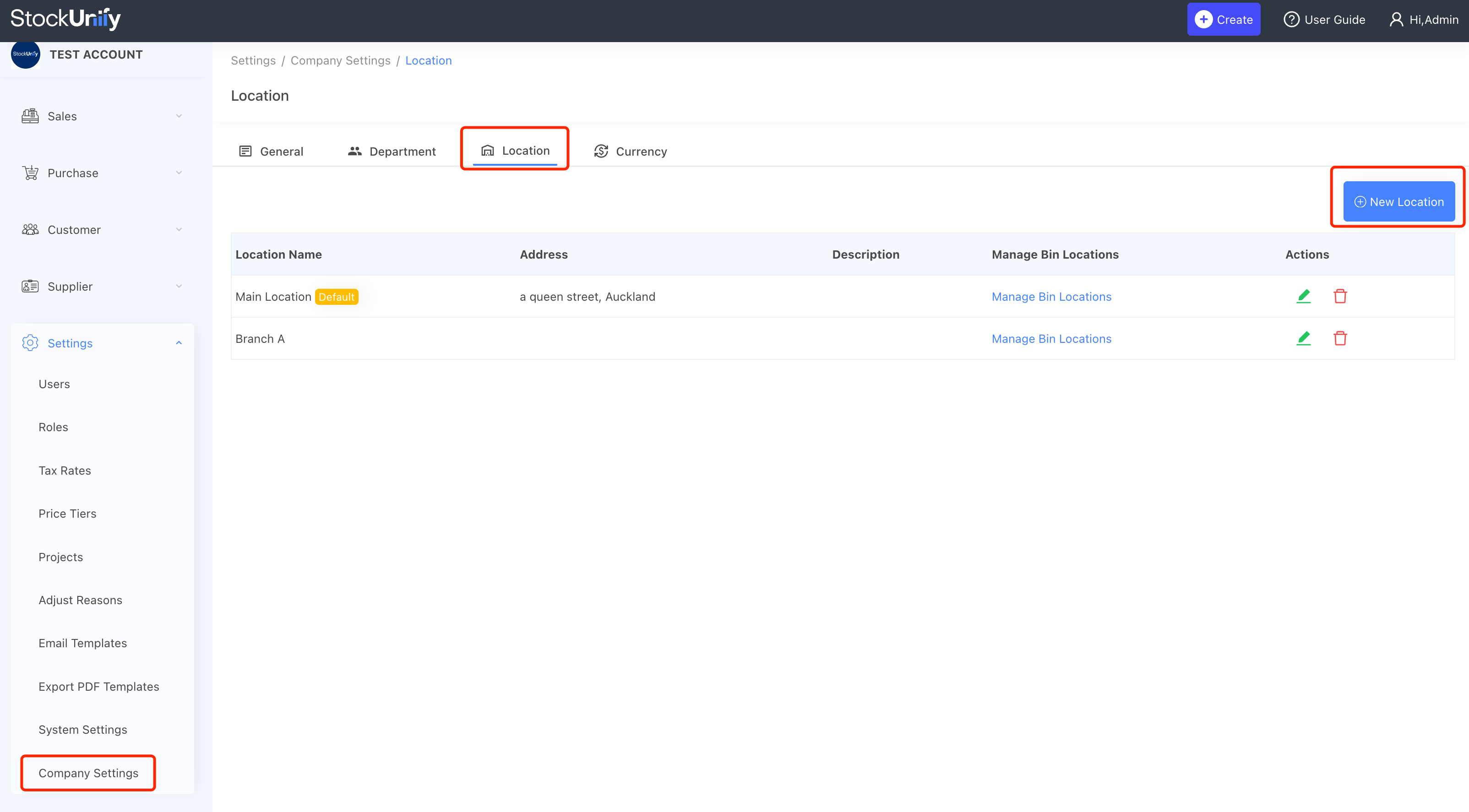 Add new location page