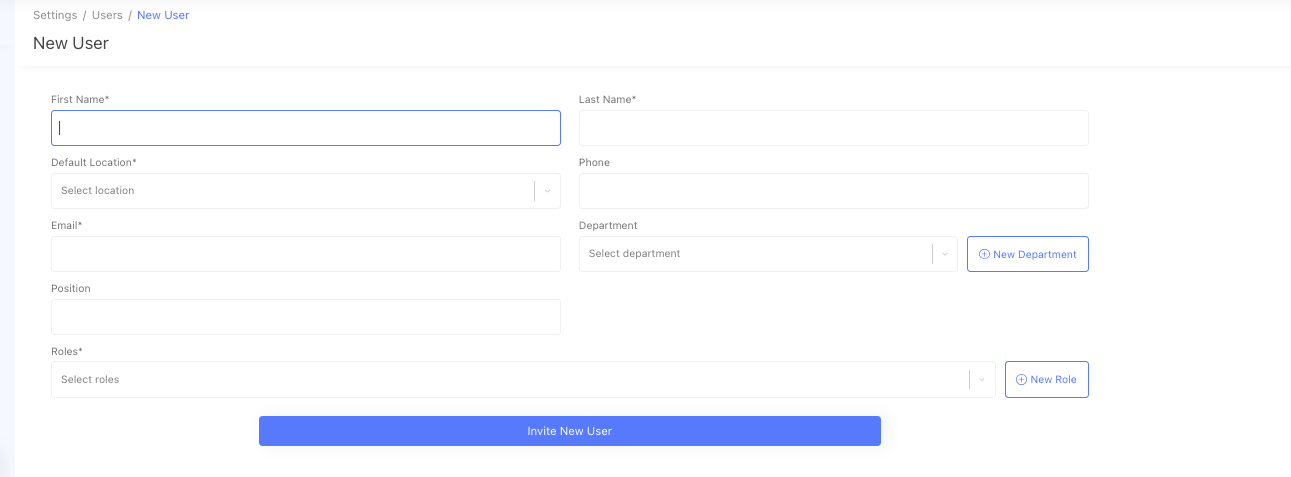 new user button