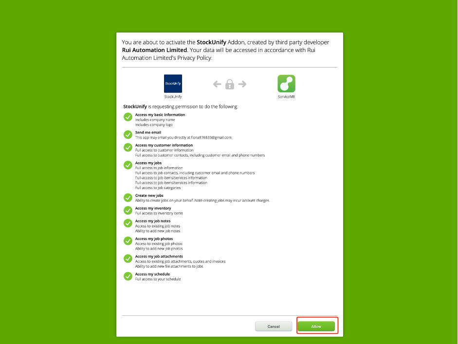 ServiceM8 integration