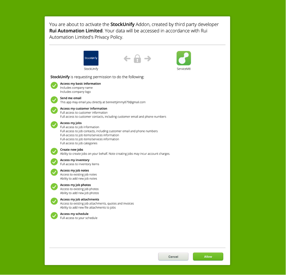 ServiceM8 integration