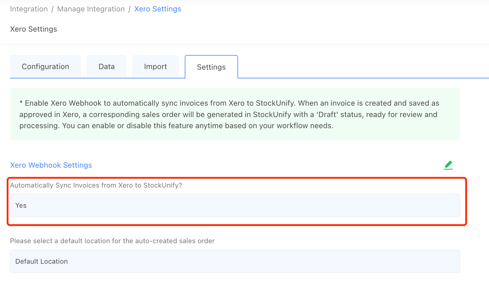 sync invoice from xero to StockUnify